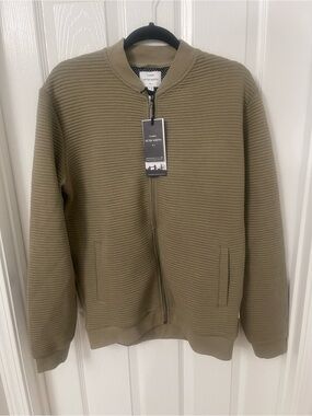 London Peter Werth Men's Olive Ribbed Zip Jacket Size L